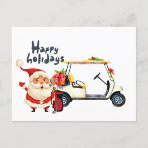 Golfer Santa Claus mit Golfwagen für Weihnachten