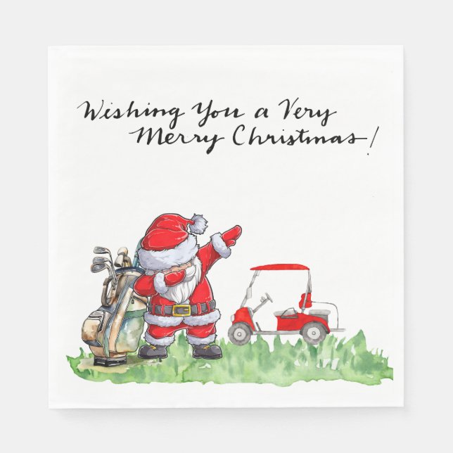 Golfer Santa Cluas Dabbing Golf Weihnachtsfest Par Serviette (Vorderseite)