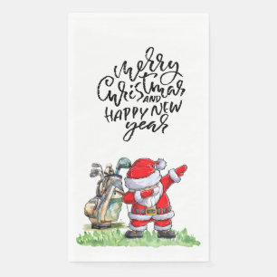 Golfer Santa Cluas Dabbing Golf Weihnachtsfest Par Serviette