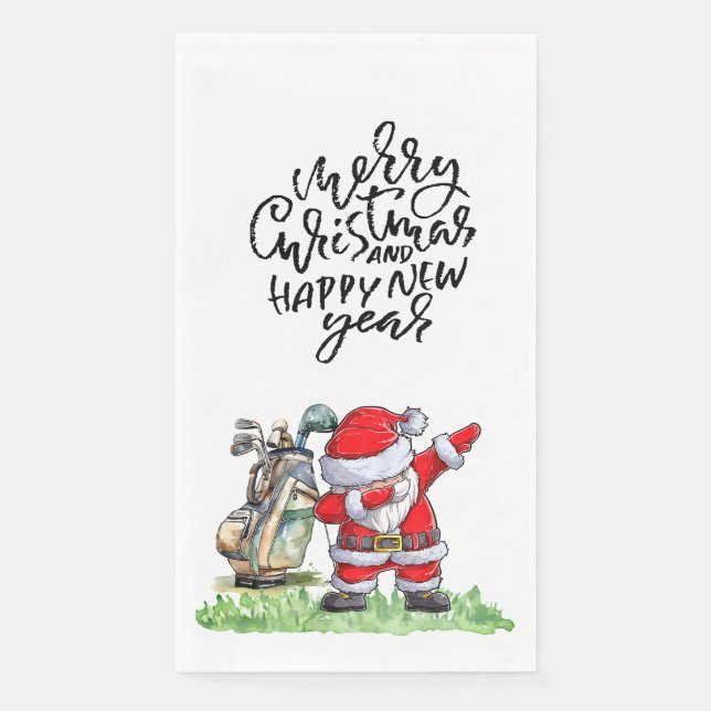 Golfer Santa Cluas Dabbing Golf Weihnachtsfest Par Serviette (Vorderseite)