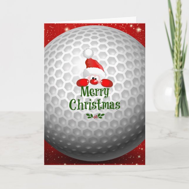 Golfer Santa, "Frohe Weihnachten" Grüße Karte (Vorderseite)