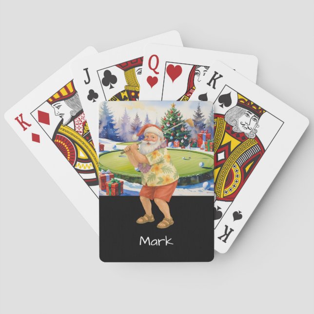 Golfer Santa is golfing wears Hawaii Shirt Spielkarten (Rückseite)