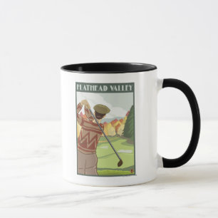 Golfer Scene - Flathead lake, Montana Tasse