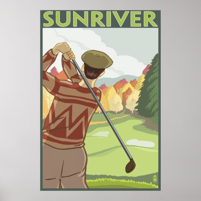 Golfer Scene - Sun River, Oregon Poster (Vorne)