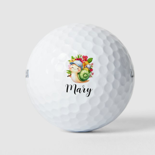 Golfer-Schnecke mit Blume Golfball (Vorderseite)