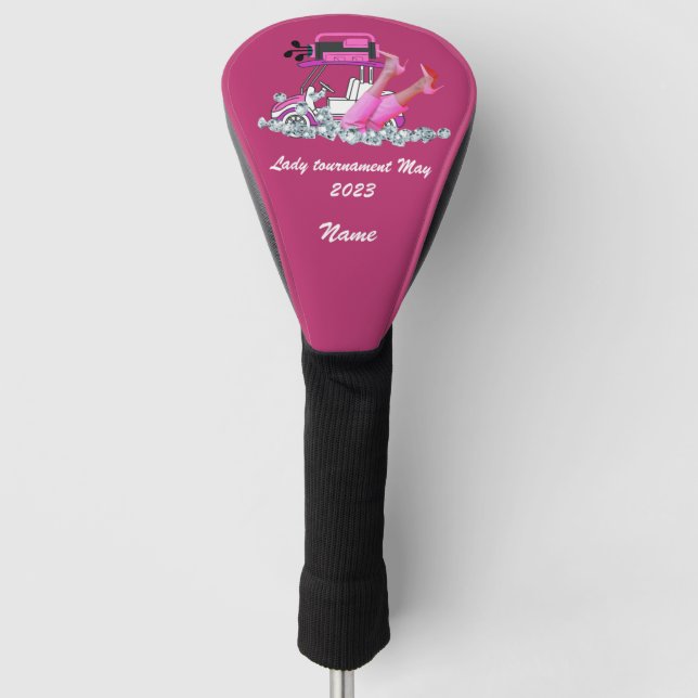 Golfer Schuhe mit hoher Ferse in rosa Thema Golf Headcover (Vorderseite)