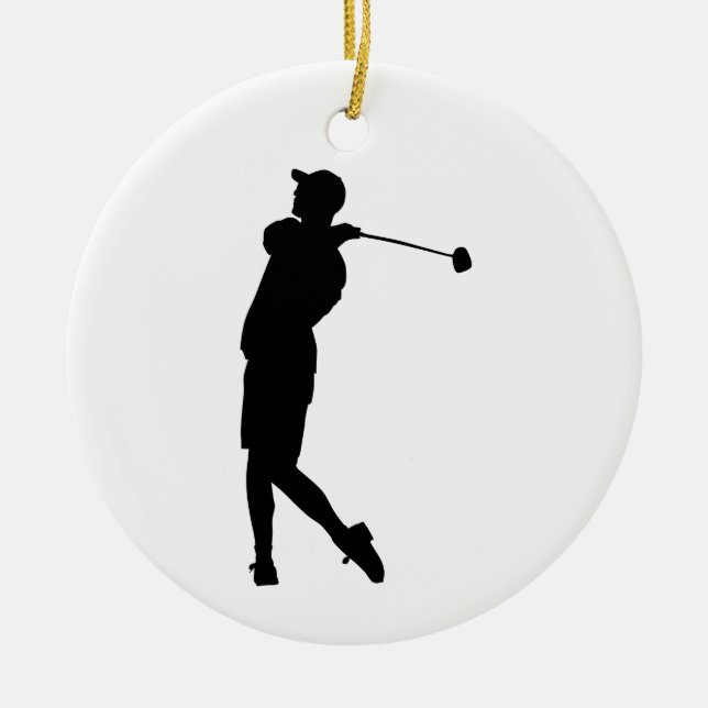 Golfer-Silhouette Keramik Ornament (Vorne)