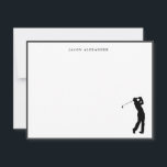 Golfer Silhouette Personalized Black Border Dankeskarte<br><div class="desc">Personalized,  Simple and elegant Golf lovers Flat note card featuring golfer silhouette with a thin black border. Make great gifts.</div>