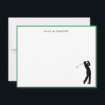 Golfer Silhouette Personalized Green Border Dankeskarte<br><div class="desc">Personalized,  Simple and elegant Golf lovers Flat note card featuring golfer silhouette with a thin green border. Make great gifts.</div>