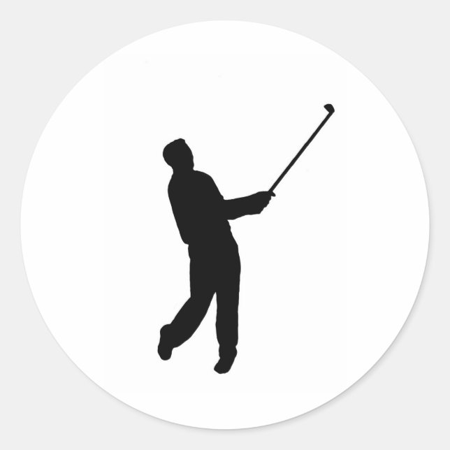Golfer-Silhouette Runder Aufkleber (Vorderseite)
