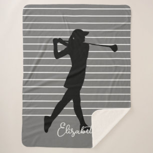 Golfer-Silhouette Schwarzer Monogramm-Name Sherpadecke