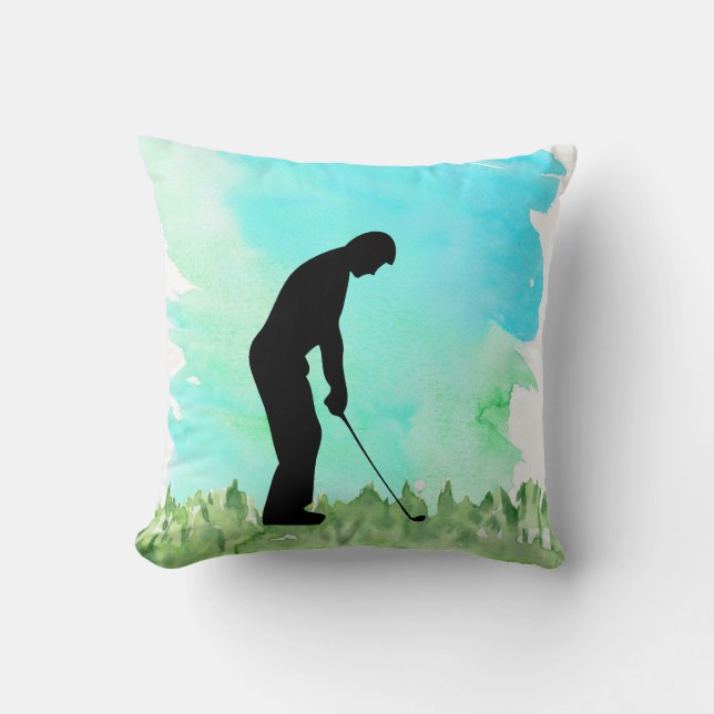 Golfer Silouette Kissen (Vorderseite)