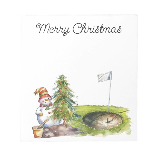 Golfer Snowman auf dem Golfplatz Notizblock (Vorderseite)