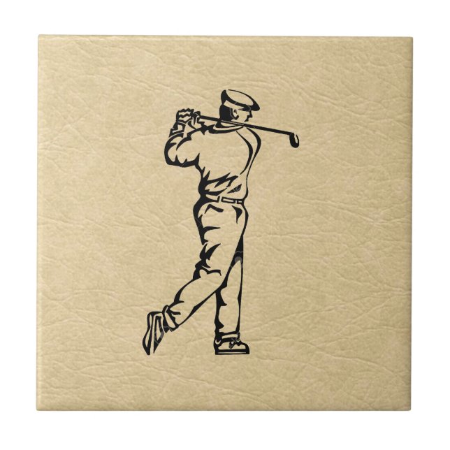 Golfer Sport Design Leather Look Fliese (Vorderseite)