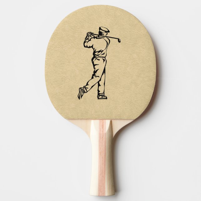 Golfer Sport Design Leather Look Tischtennis Schläger (Vorderseite)