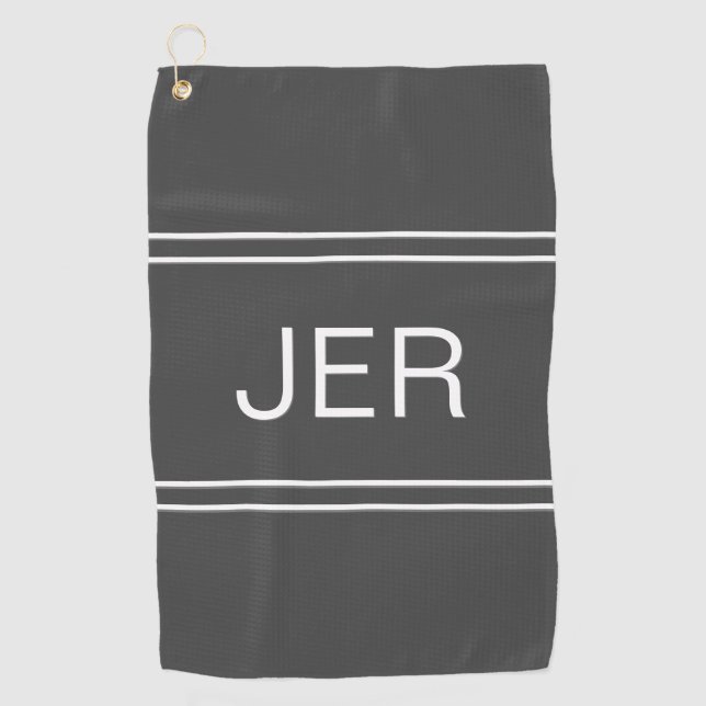 Golfer Sports Grau Modernes Mit Monogramm Spiel Golfhandtuch (Vorderseite)