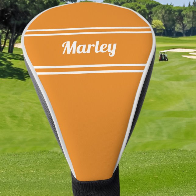 Golfer Sports Pro Moderner Player Mit Monogramm Or Golf Headcover (Custom Golfer Sports Pro Modern Player Personalized Monogrammed Orange Golf Head Cover)