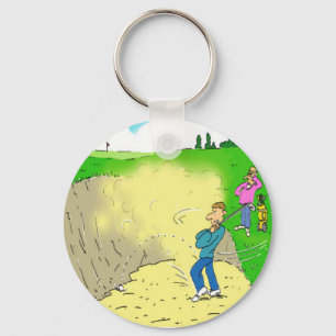 Golfer steckt in einem Bunker. Funny Cartoon Schlüsselanhänger