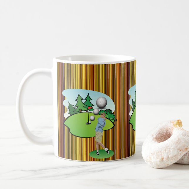 Golfer Stripe Golf Balls Mug (Avec donut)