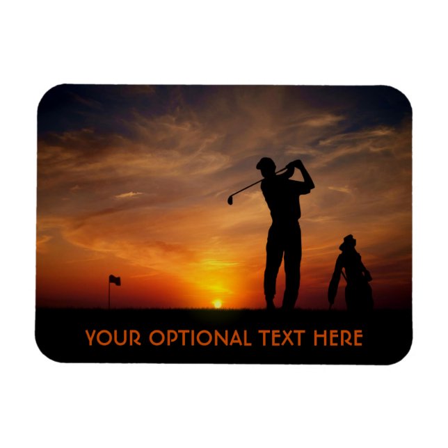 Golfer Sunset benutzerdefinierter Textmagnet Magnet (Horizontal)