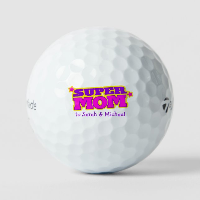 Golfer Super Mama lila Sondergeschenk Golfball (Vorderseite)