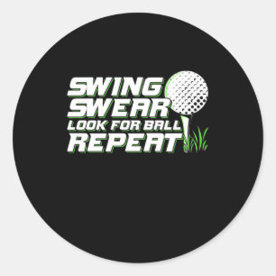 Golfer Swing Sweet suchen nach Ball Runder Aufkleber