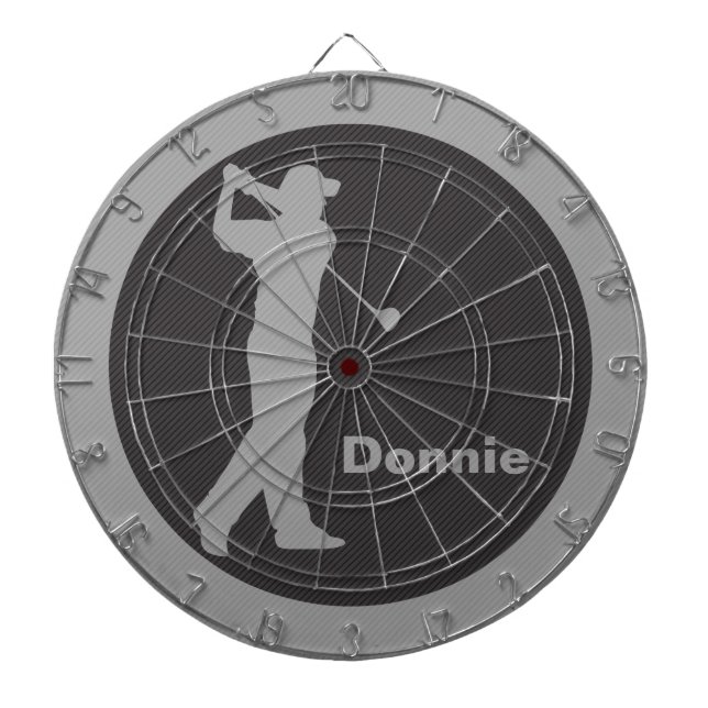 Golfer Swingclub Black Gray Golf Personalisiert Dartscheibe (vorne)