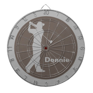 Golfer Swinging Club Gray Brown Golf Personalisier Dartscheibe