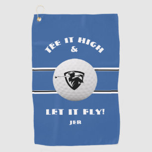 Golfer Tee It High Monogrammed Blaue Sports Spiele Golfhandtuch