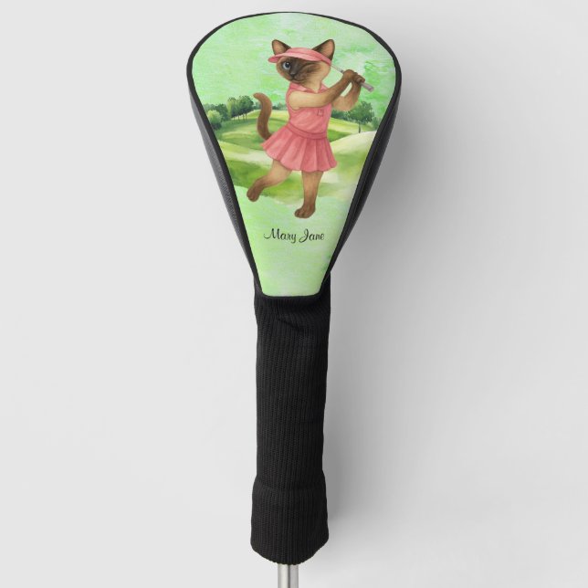 Golfer themed Woman Bachelorette Bride Cat Lovers Golf Headcover (Vorderseite)