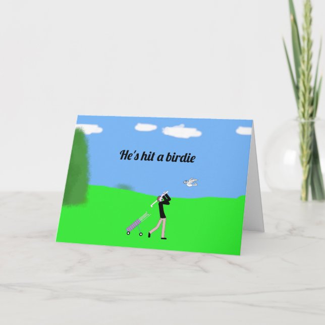 Golfer trifft einen Birdie Karte (Vorderseite)