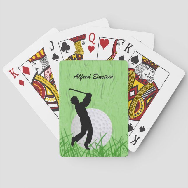 Golfer und Ball inmitten von Gras Persönliche Gest Spielkarten (Rückseite)