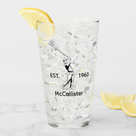 Golfer und Personalisierter Name und Jahr Glas