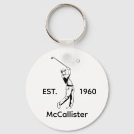 Golfer und Personalisierter Name und Jahr Schlüsselanhänger