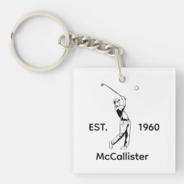 Golfer und Personalisierter Name und Jahr Schlüsselanhänger