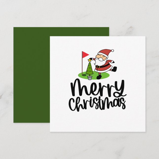 Golfer Weihnachten mit Golf Flag und Weihnachtsman (Vorne/Hinten)