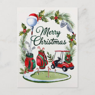 Golfer-Weihnachten zum Thema Wasserfarbe Feiertagspostkarte