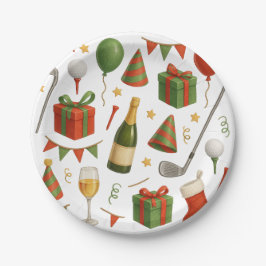 Golfer Weihnachts-Party zum Thema Golfer Champagne Pappteller