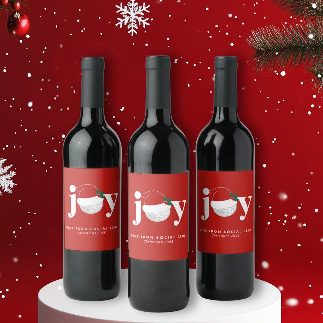 Golfer Weihnachtsfeier Geschenk Freude Modern Rot Weinetikett (Sleek modern label for holiday gifting 🍷
Add your name, club, or festive tagline.)