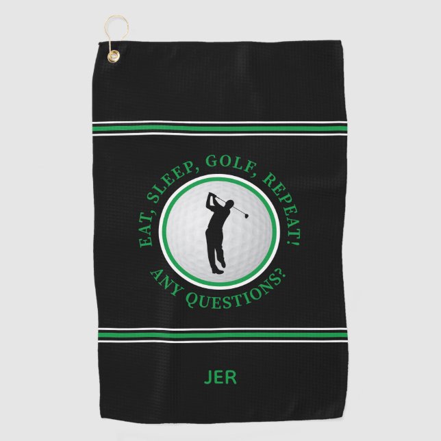 Golfer Zitat Male Sports Pro Golf Ball Black Green Golfhandtuch (Vorderseite)