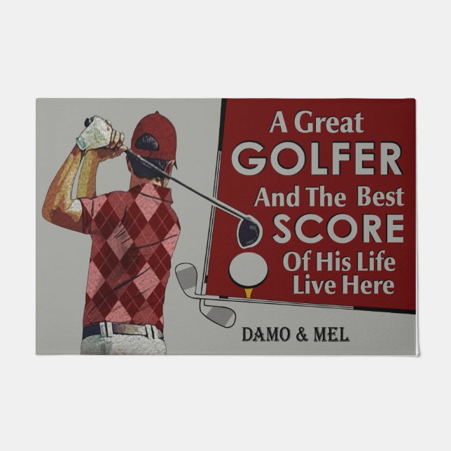 Golfer Zuhause Doormat, Funny Golf Player Quotes Fußmatte (Vorderseite)