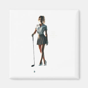 Golferin, die einen Golfclub mit Ski-Tragekomfort  Magnet