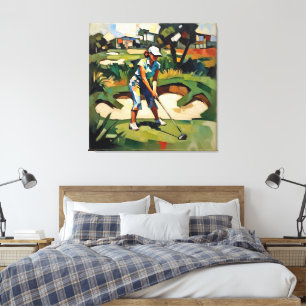 Golferin - Golf-Leinwand-Kunstprint Leinwanddruck