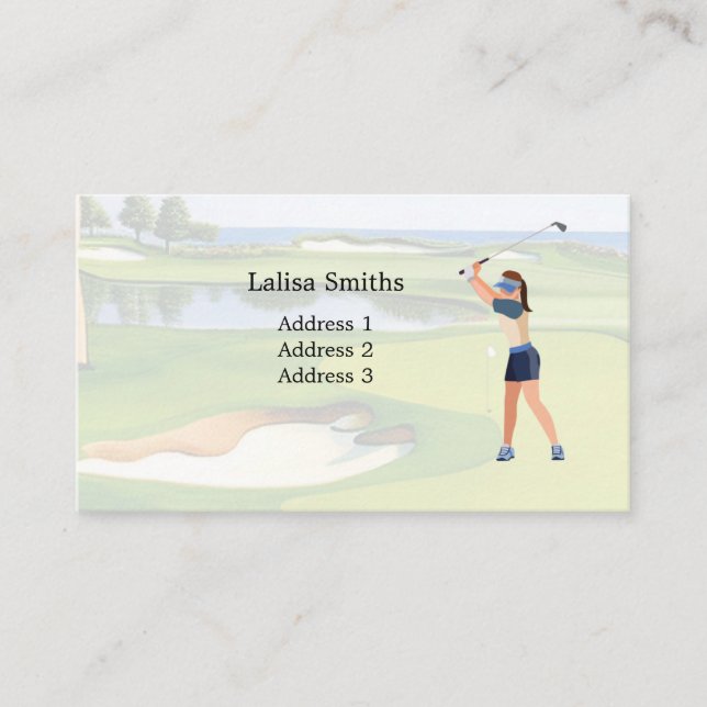 Golferin golfen ist golfende Visitenkarte (Vorderseite)
