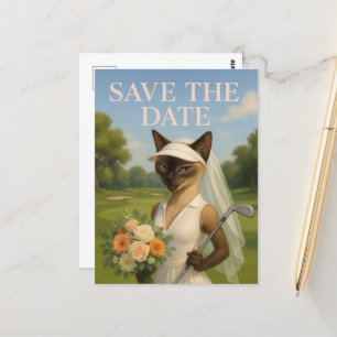 Golferin Junggesellinnenabschied Braut Save the Da Postkarte