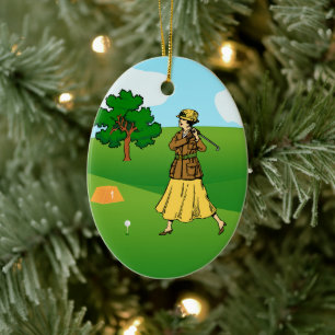 Golferinnen: 1 beim Teeabschlag und 1 beim Schlage Keramik Ornament
