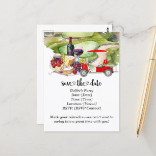Golfer's Cheese & Wine Party - Save the Date! Postkarte