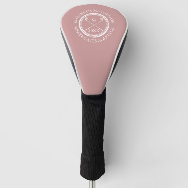 Golfers Club Name Datum Dusty Rose Rosa Golf Headcover (Vorderseite)
