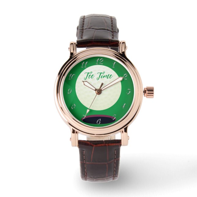 Golfers Geschenkzeit T-Shirt Time Armbanduhr (Vorderseite)