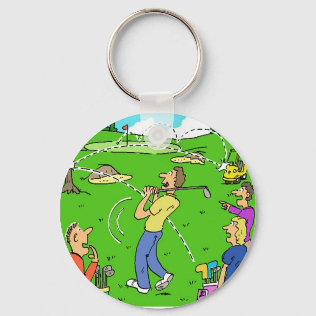 Golfers glücklicher Golfschuh. Funny Golf Cartoon Schlüsselanhänger (Vorderseite)